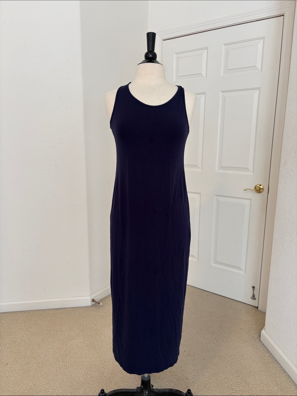 Eileen Fisher Navy Sleeveless Maxi Tank Dress